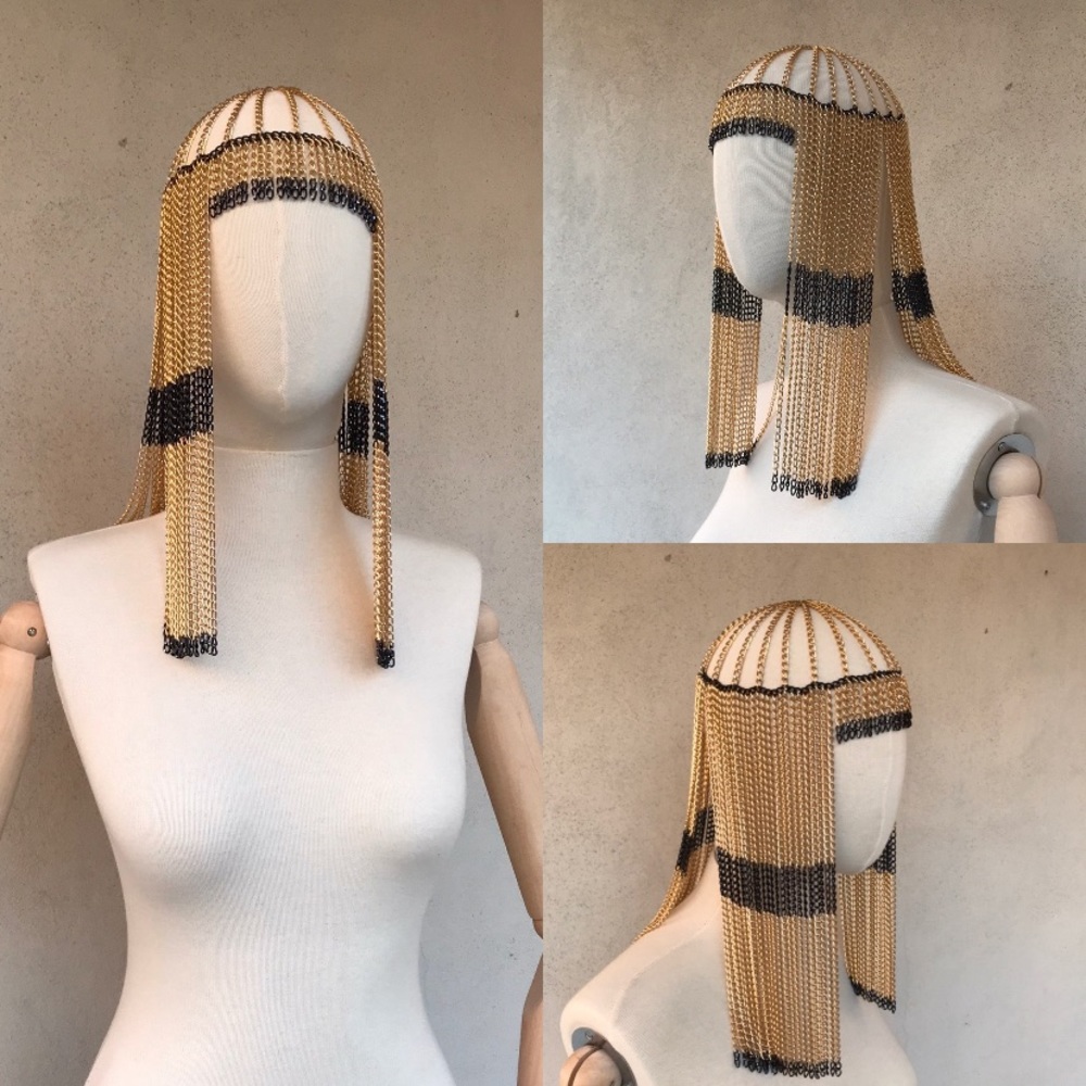 Gold and black cleopatra chain headdress